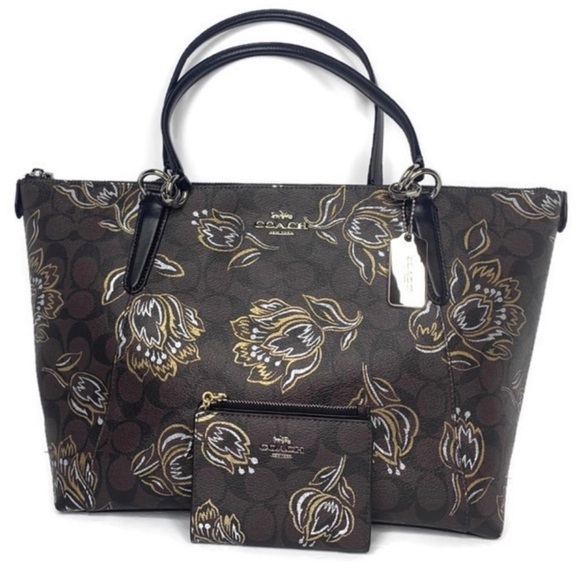 Coach Mahogany Tulip Signature C Tote Wallet Set - Picture 6 of 6